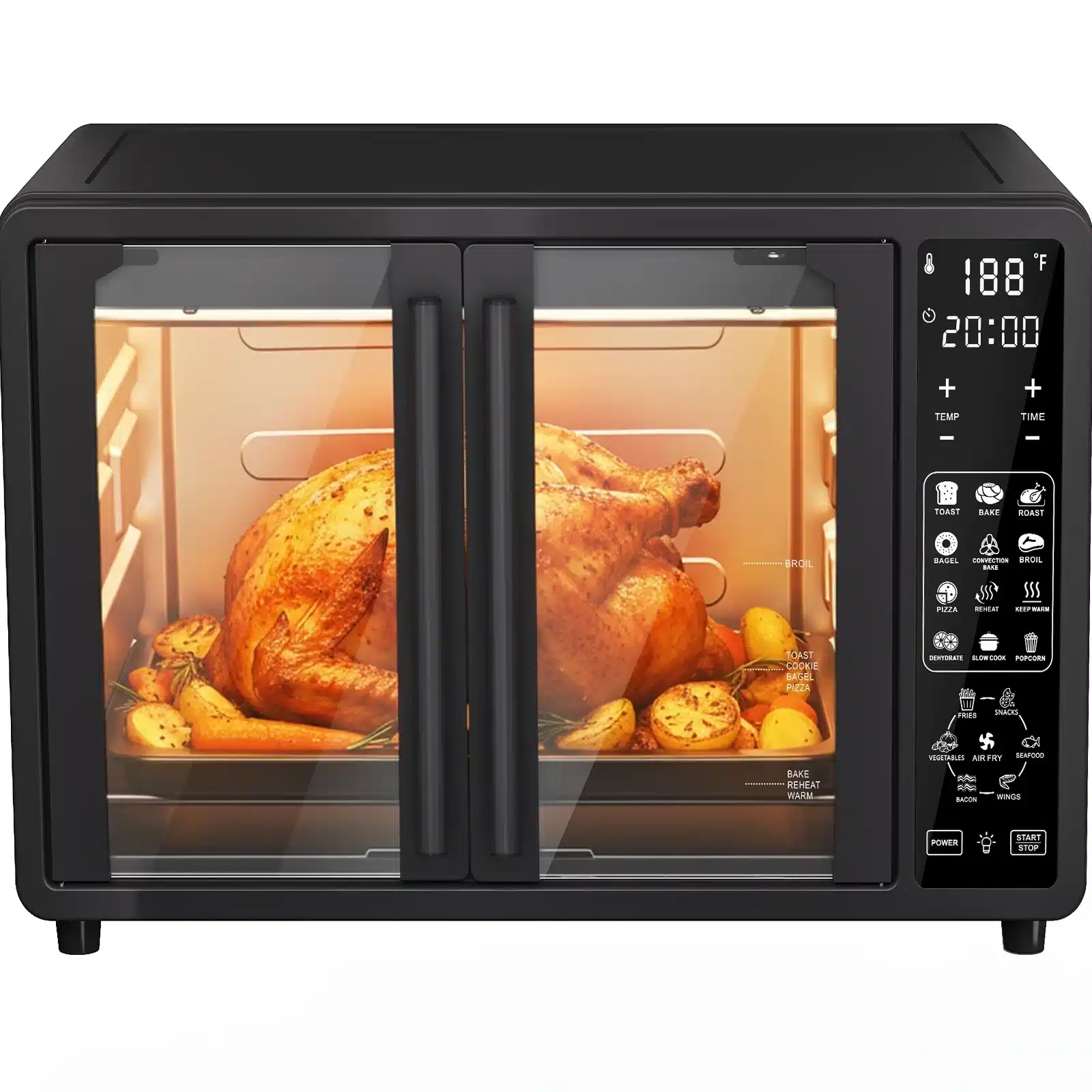Patbrela-AF006-Ovens-01 25QT French Dual-Door Oven,1700W,Black - Image 1