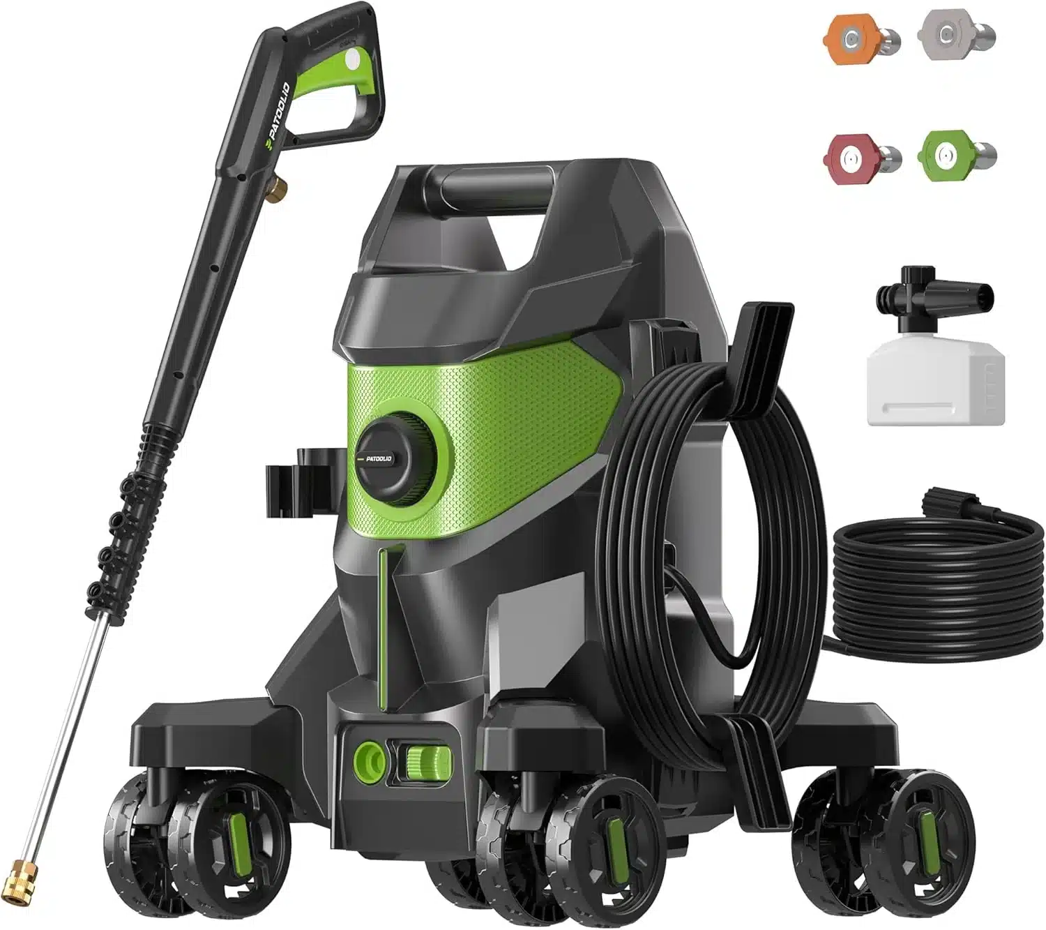 Patoolio-w90-pressure_washer-01 W90 2000W AC 3000PSI 3.0 GPM Electric Pressure Washer 4 x 360° Lockable Wheels - Image 1